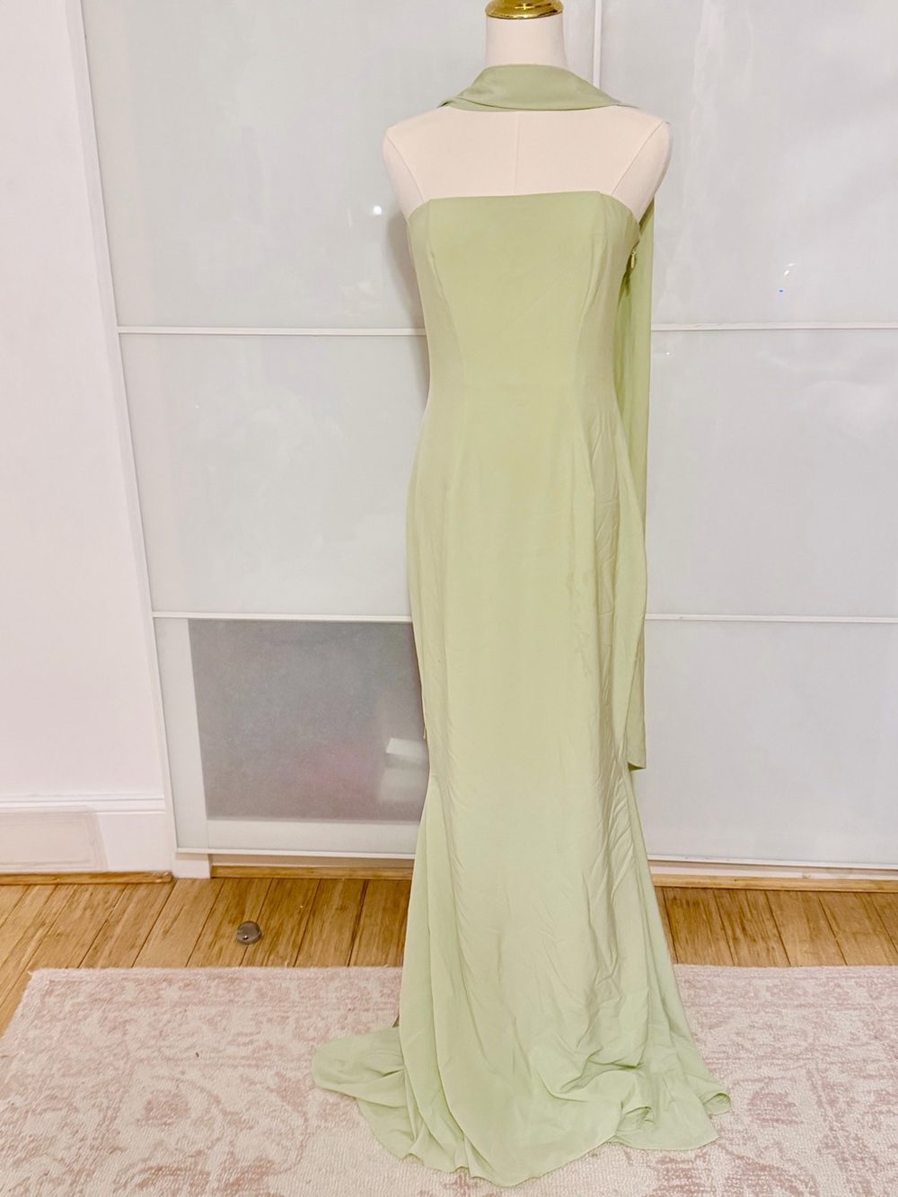 Oh Polly Sage Green Strapless Maxi Dress Size 6
